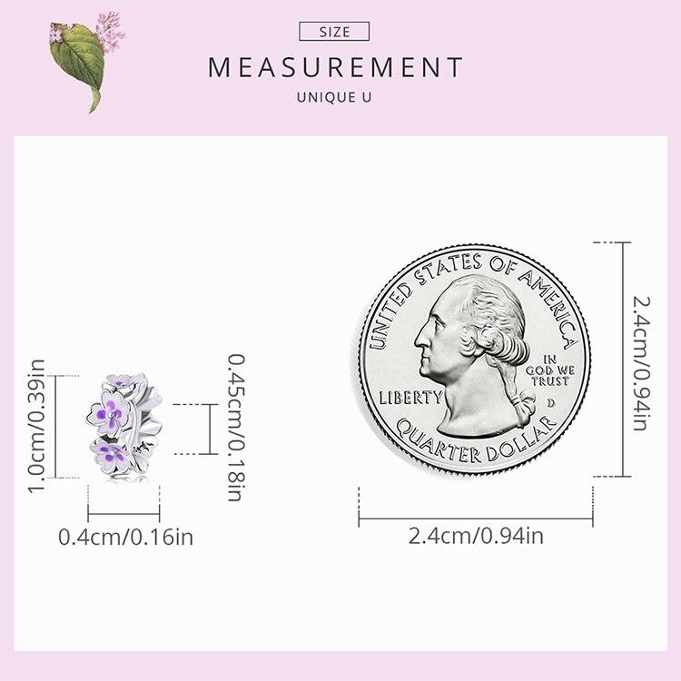 WOSTU 925 Sterling Silver Purple Flower Spacer Charm Bead Pendant Fit Original Bracelet Necklace For Women Jewelry
