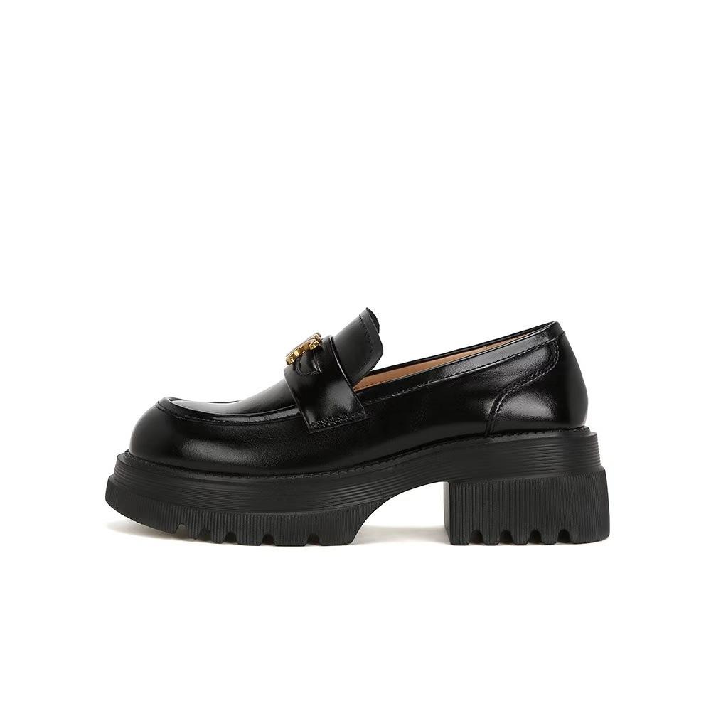 

[Шей Су Иинь] Закат Торонто~ Бархатные лоферы на толстой подошве с пряжкой «Триумфальная арка» для женщин из маленькой кожи 40