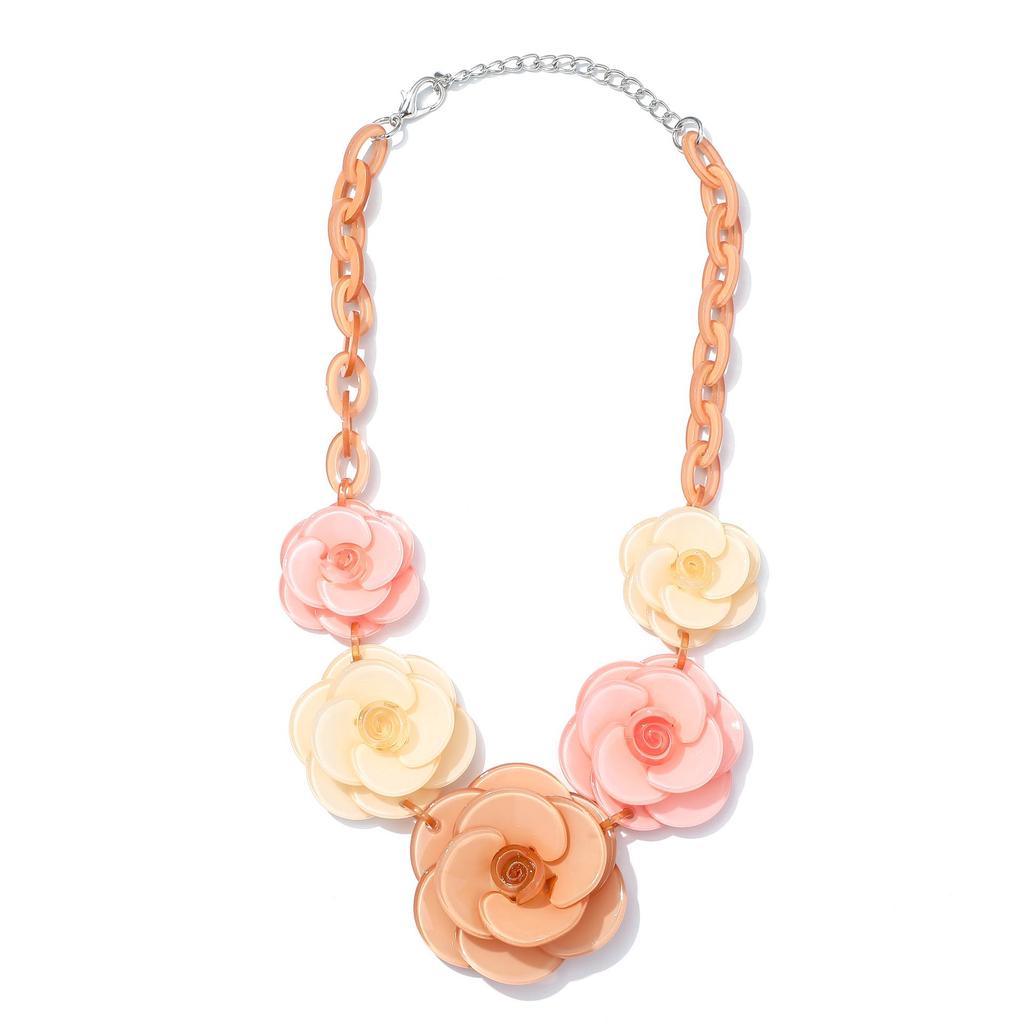 Bohemian Acrylic Flower Necklace - Colorful Rose Sweater Chain