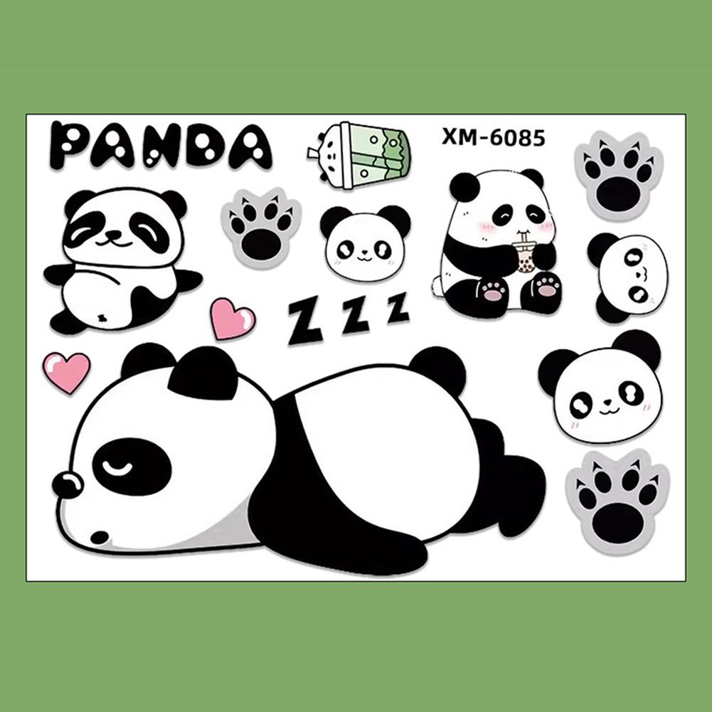 1Pc Motorcycle Bicycle Decal Helmet Car Waterproof Decals Lovely Pandas Night Sign Stickers Creative Exterior Decor Accessories