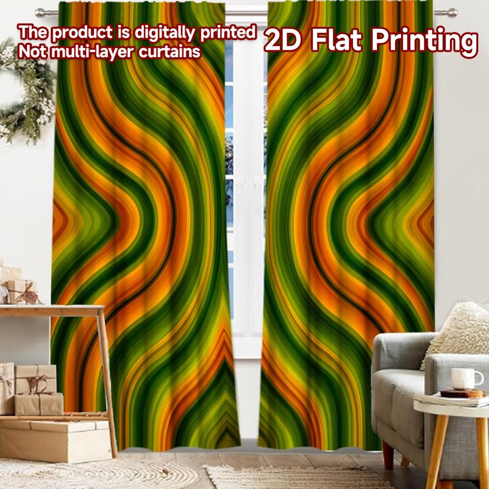 

2pcs, 2D FLAT PRINTING Curtains (Without Rod) Retro Waves Halloween Festival Fashion Curtains Prints Light Filtering Curtains 52.50 × 116.00 cm 2 pcs