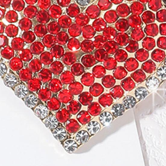 Brooch Red Rhinestones-Encrusted Heart Shape Pin Clothes Jackets Bags Hats Badge Decorative Accessory