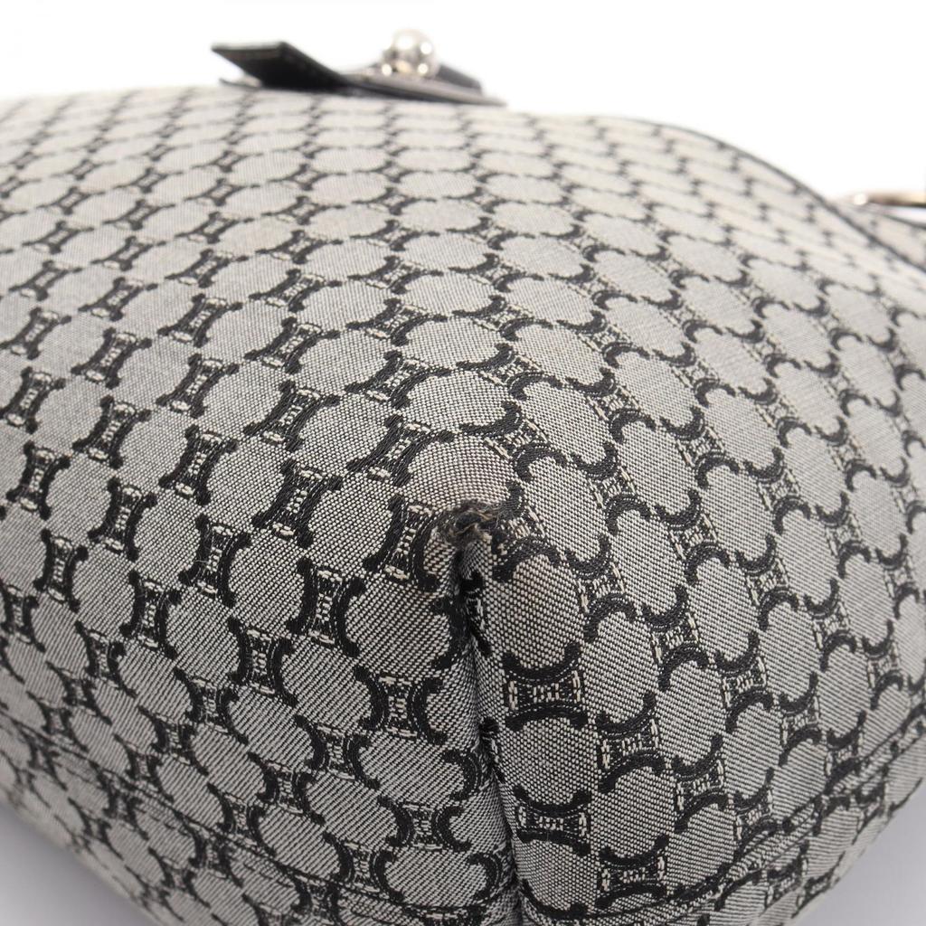 Used CELINE Macadam Tote Bag Canvas Leather Gray Black Used Women