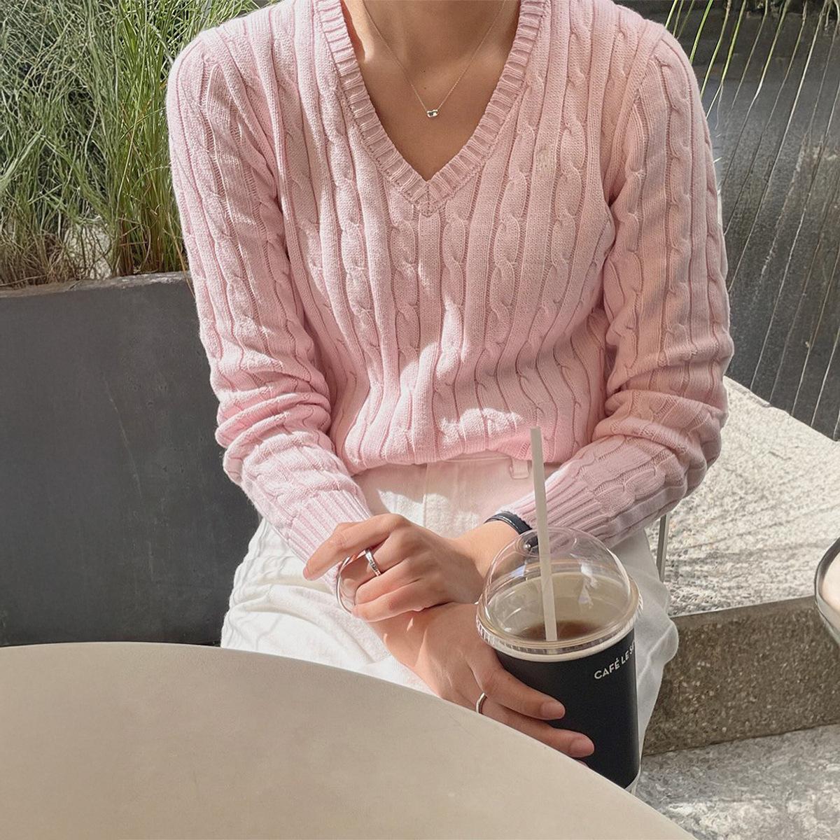 

Fashionable and Casual Solid Color Base Sweater Women s Top S розовый