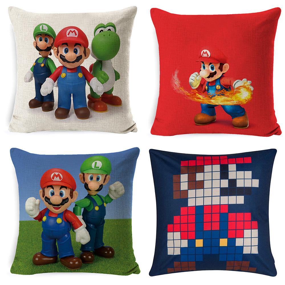 Super Bros Mario Pillow Cover Car Home Living Room Sofa Bedroom Cushion Cover