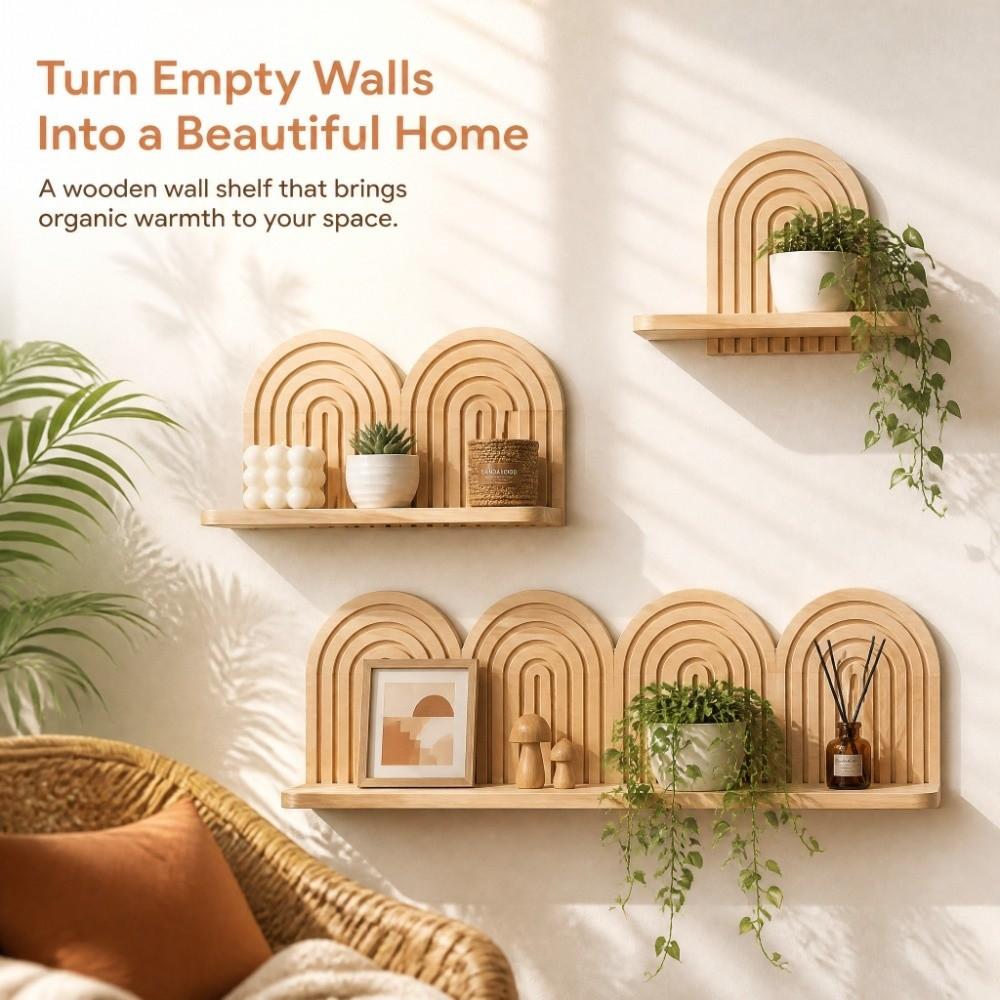 Multi Tier Wall Plant Holder Solid Wood Wooden Wall Shelf Blank Wall Space