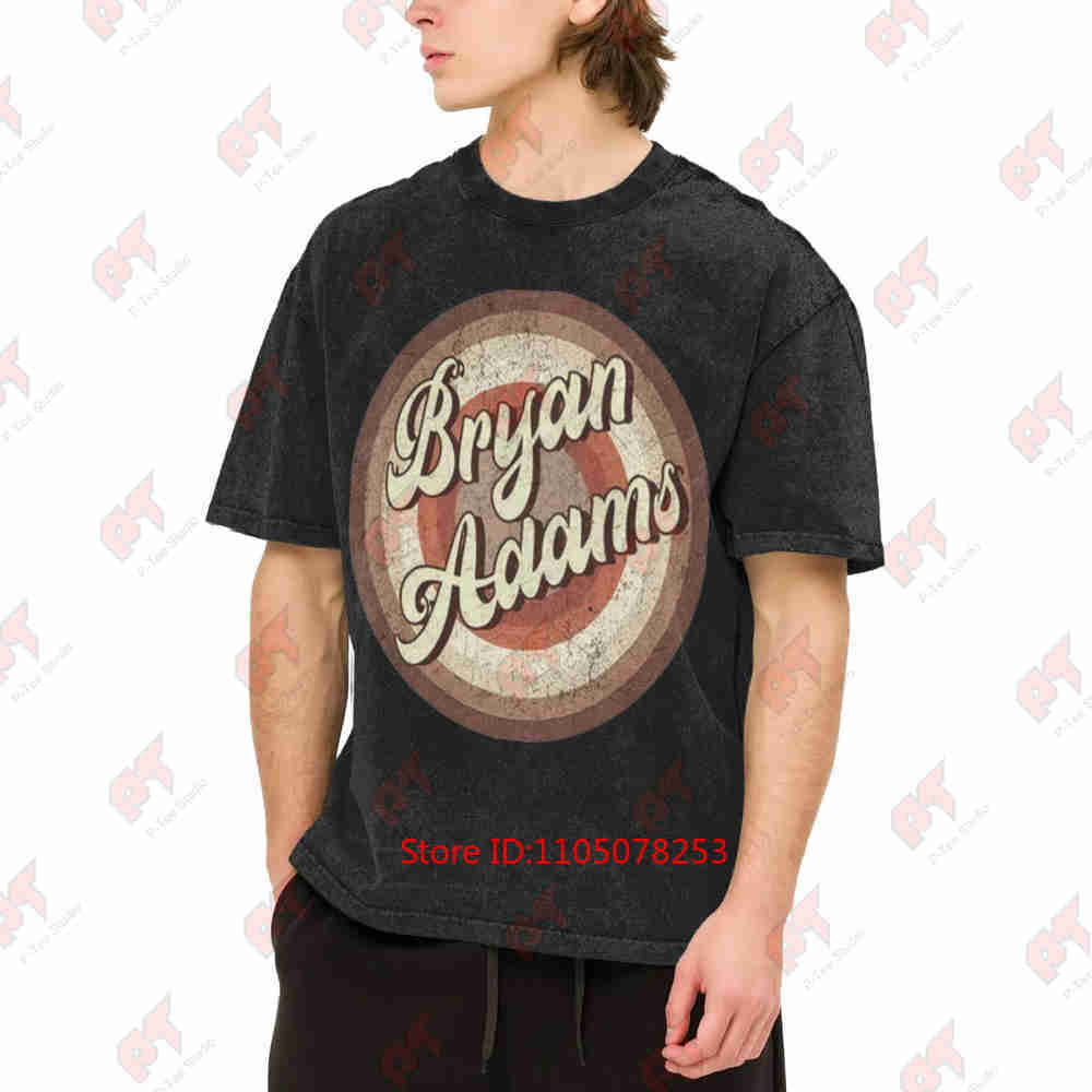 Bryan Adams Signature Iconic Logo Vintage Washed Tee Pure Cotton T-Shirt