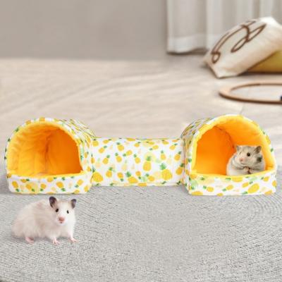 Small Animal Tunnel Bed Plush Hamster Nest Bed Guinea Pig Cozy Hideout Warm Bunny Toys Cage Accessories for Kittens Ferrets Rabbits Hedgehogs