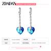 ZDADAN 925 Silver Heart Blue Crystal Earrings For Women Wedding Jewelry Charm Gift