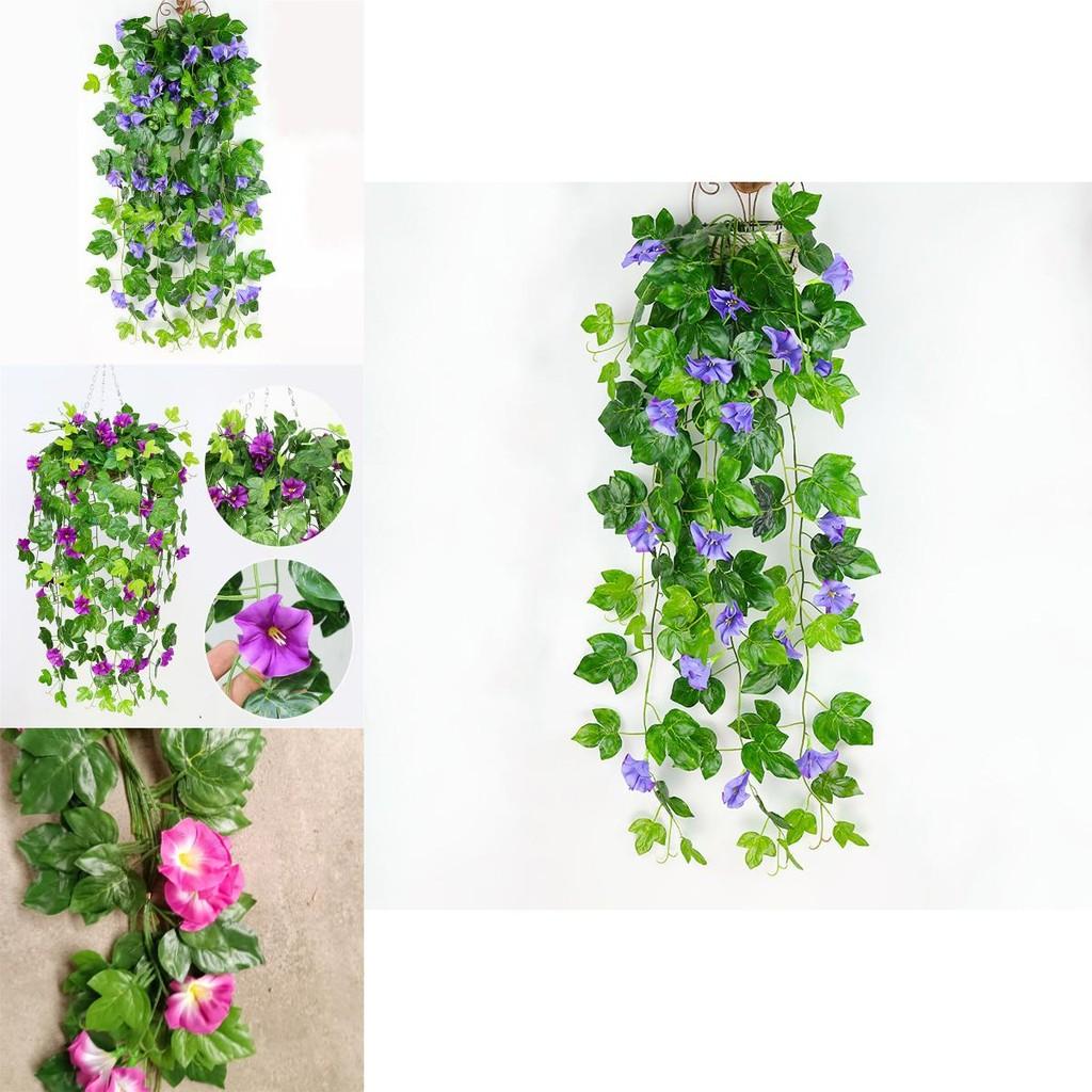 Charming Lifelike Silk Morning Glory Vine Perfect For Year-round Home Wall Decoration
