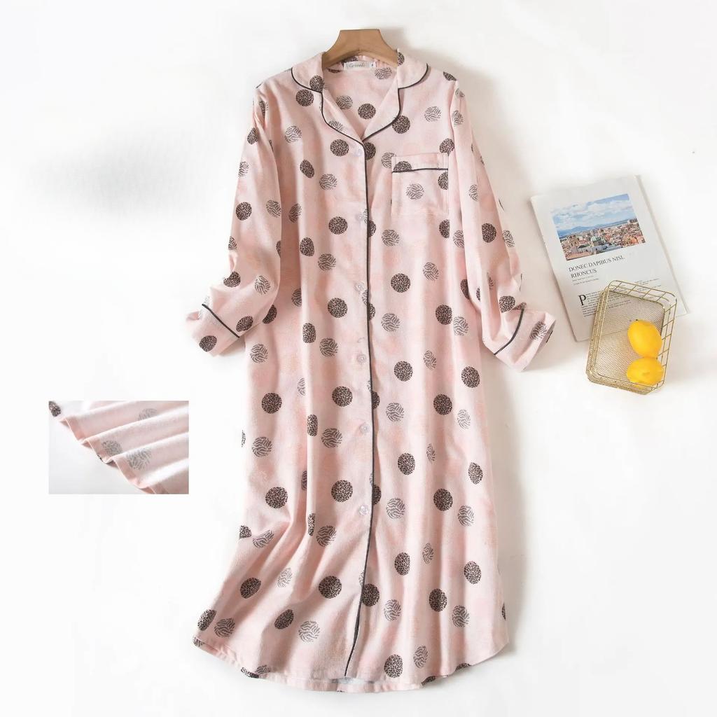 Übergröße Damen-Pyjama, kariertes Design, mittellanges Hemd, Nachthemd, Damenunterwäsche