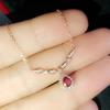 Exquisite Women's for Necklace 18K Gold Inlaid Red Zircon Pendant Smile Shaped Women's Sweater Chain Wedding Bridal Jewelry