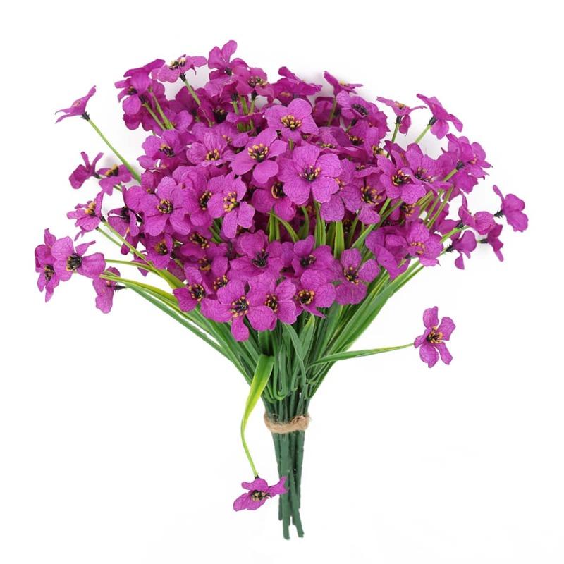 10 Bündel künstliche Blumen für den Außenbereich, UV-beständig, Kunstblumen, kein Verblassen, künstliche Kunststoff-Grünsträucher, Pflanzen für Küche, Zuhause, Hochzeit, Gartendekoration