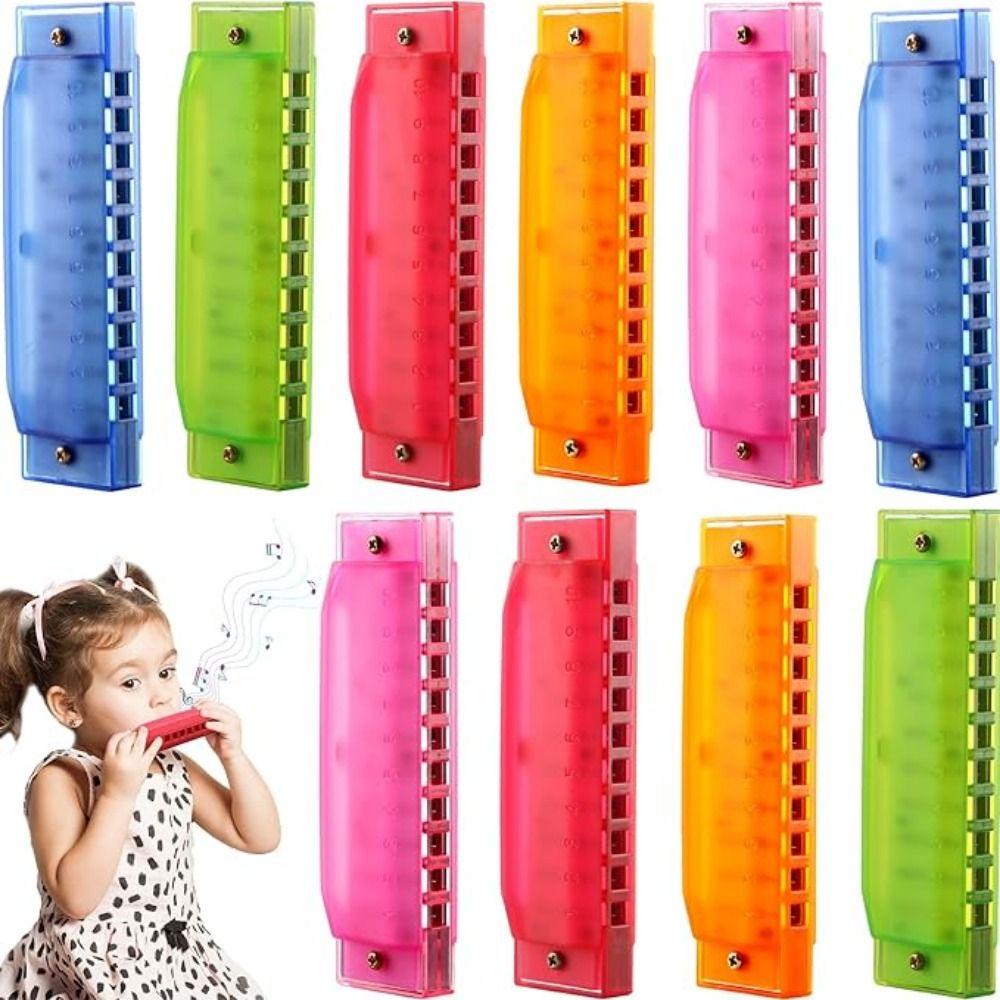 Bright Color 10 Hole Harmonica Translucent Mouth Organ Diatonic Harmonica  Young Learners