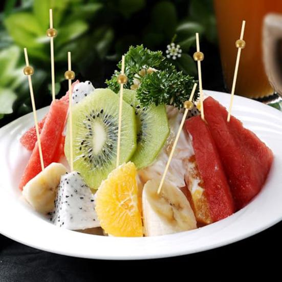 100/200 Stück Holz-Kugel-Zahnstocher Lange Cocktail-Spieße Vorspeisen Backen Garnitur Spieße mit stabilen polierten Köpfen