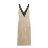 European American Women's Fashion Sequin Lace Dress