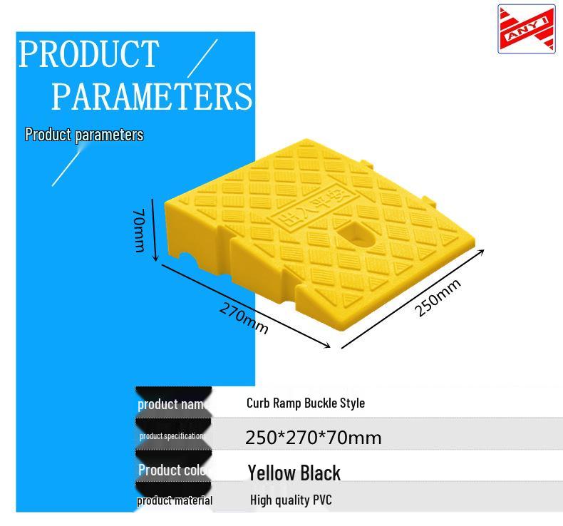 Portable Plastic Triangular Curb Ramp for Cars and Homes