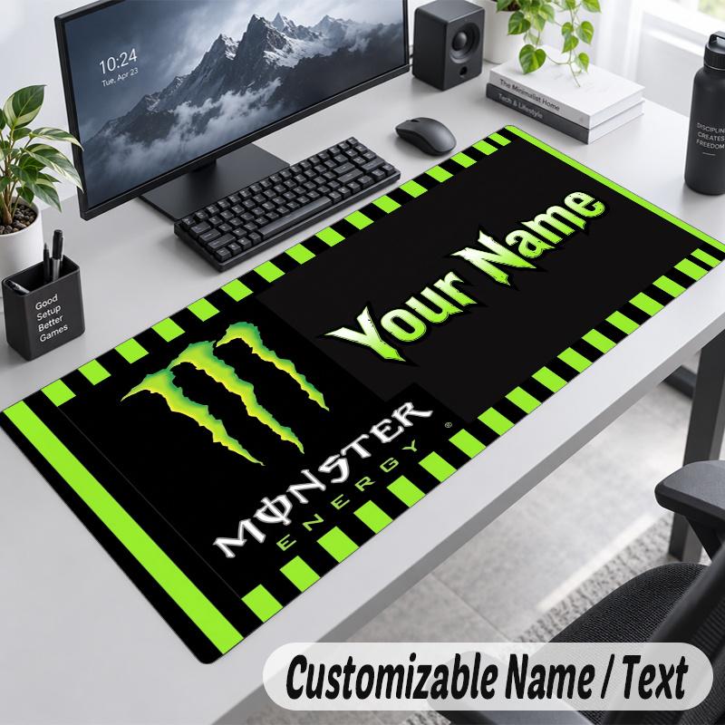 Monster Energy Personalized Large Mouse Pad Custom Name Text Extended Desk Mat Gaming Mousepad