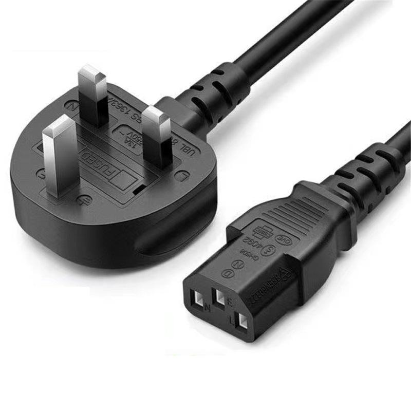 UK Power Cord with C5 Connector for Computers, Printers, and Scales - Large UK Plug with Fuse