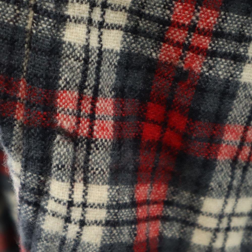 McGregor 60s USA Made Wool Vintage Open Collar Check Pattern Long Sleeve Open Collar Shirt Men's Used