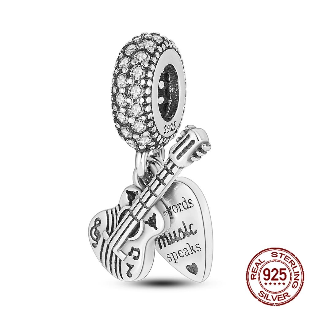 Inlaid Zircon Charm Beads Copper Color Love Heart Snake Dangle Fit Original Bracelet Charms Pendant Jewelry