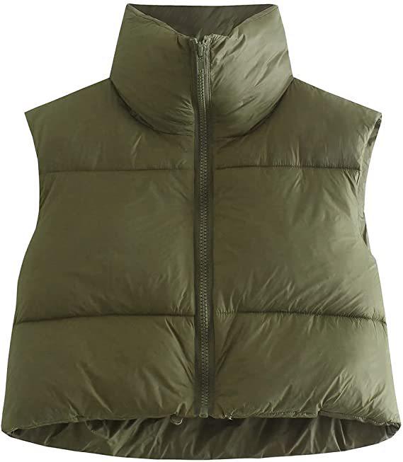 European & American Style Women's Winter Cotton Vest - Stand-up Collar & Sleeveless