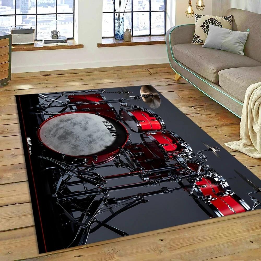Drum Kit Music Instruments Set Carpet Rug for Home Living Room Bedroom Sofa Doormat Decor,kids Area Non-slip Floor Mat Decorate