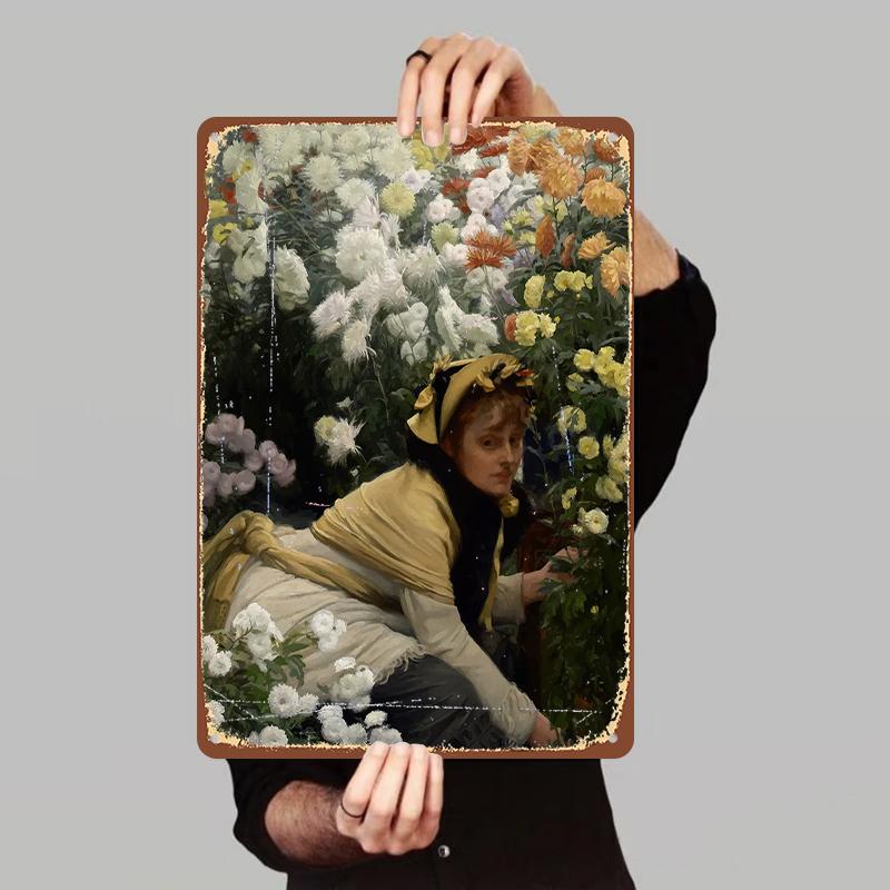 Vintage European Oil Painting Style Metal Iron Painting Home Wall Decor Living Room Art Hanging Custom 7.9x11.8In(20x30cm)