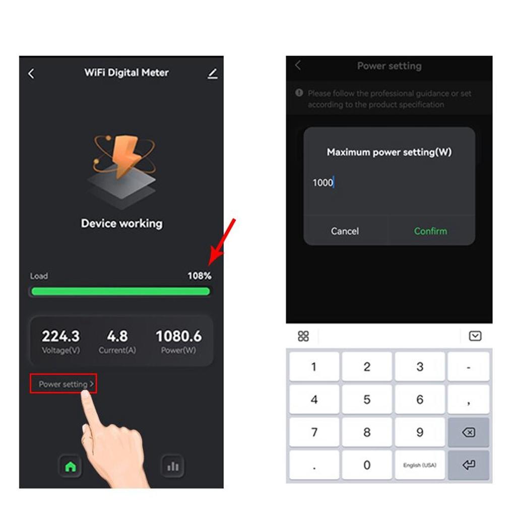 WiFi Energie Monitor Einphasen Smart Stromzähler mit Klemme Stromverbrauch Monitor 100‑240VAC