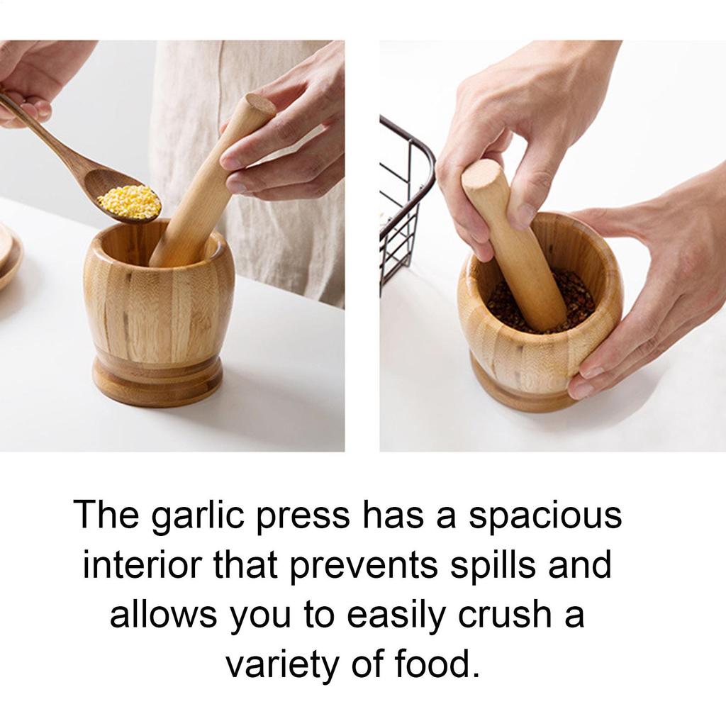 Kuchenny Młynek do Pieprzu Drewniany Rozdrabniacz do Przypraw Zestaw Moździerz i Tłuczek do Czosnku Sezamu Suszonych Owoców Orzechów Włoskich Tabletek Przepis