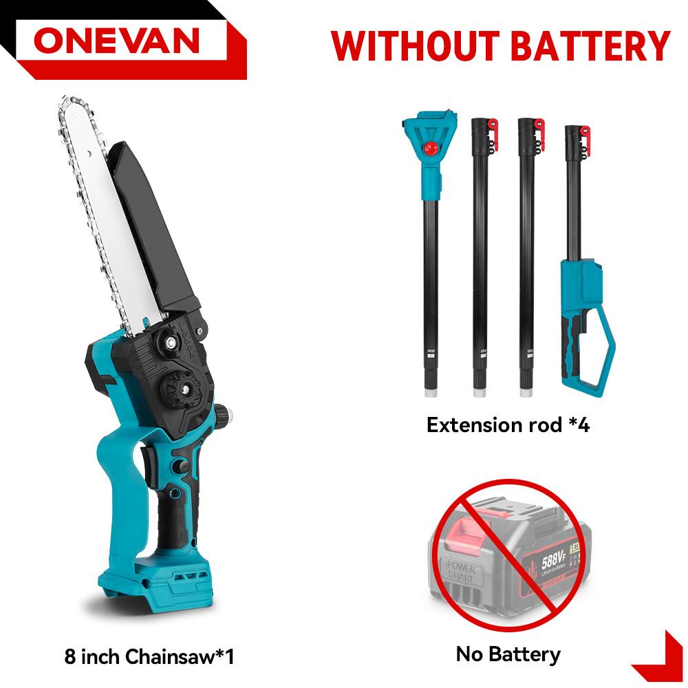 ONEVAN Brushless 4500W Telescoping Pole Electric Chainsaw 8inch 2in1 High Branch Saw Garden Power Tool For 21V 18V Battery