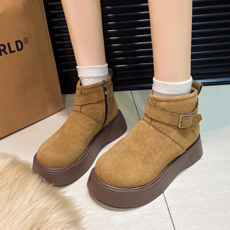 

Women s soft elastic winter warm cold padded snow boots thick bottom non-slip wear-resistant outdoor leisure sports Martin cotton boots 40 верблюд