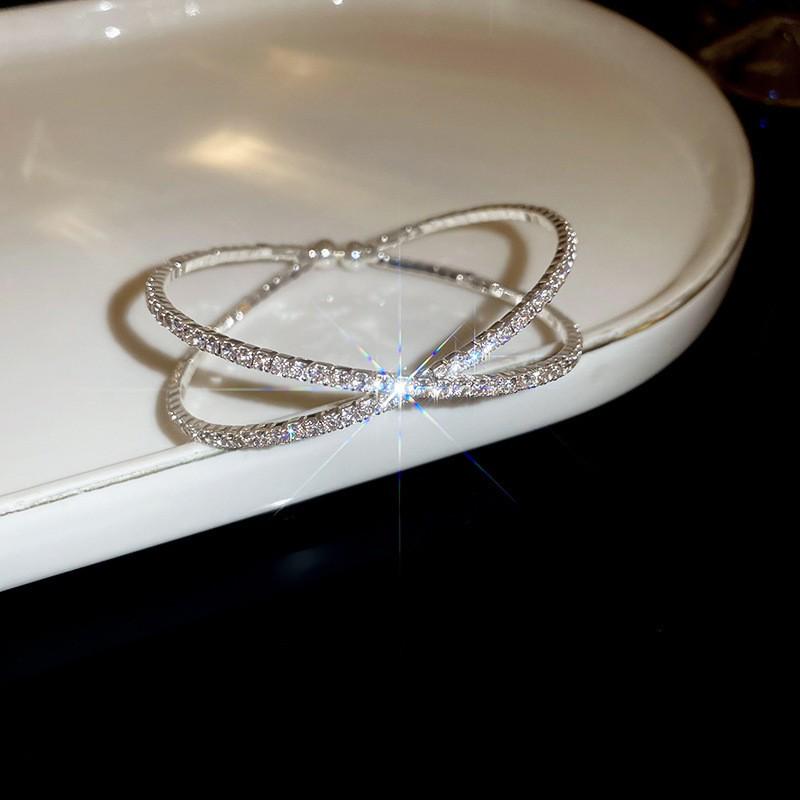 Pulsera coreana ajustable de flor de rombo de circón - Joyería elegante y versátil para mujer