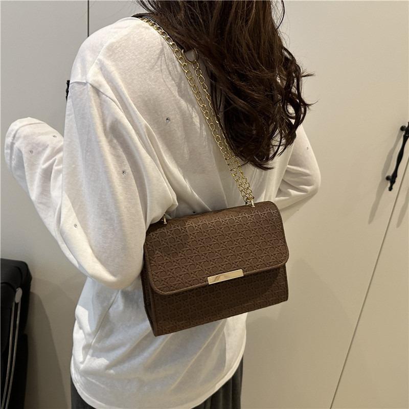 Autumn Temperament Simple Solid Color Handbag Texture Shoulder Messenger Bag Small Square Bag Leisure Bag