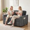 Sofa Bed, 3-in-1, 2-Seater, Adjustable Backrest, Side Pockets, 2 Pillows, Dark Gray