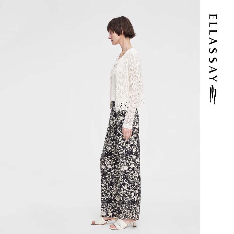 ELLASSAY Women's Mulberry Silk Printed Wide-Leg Pants