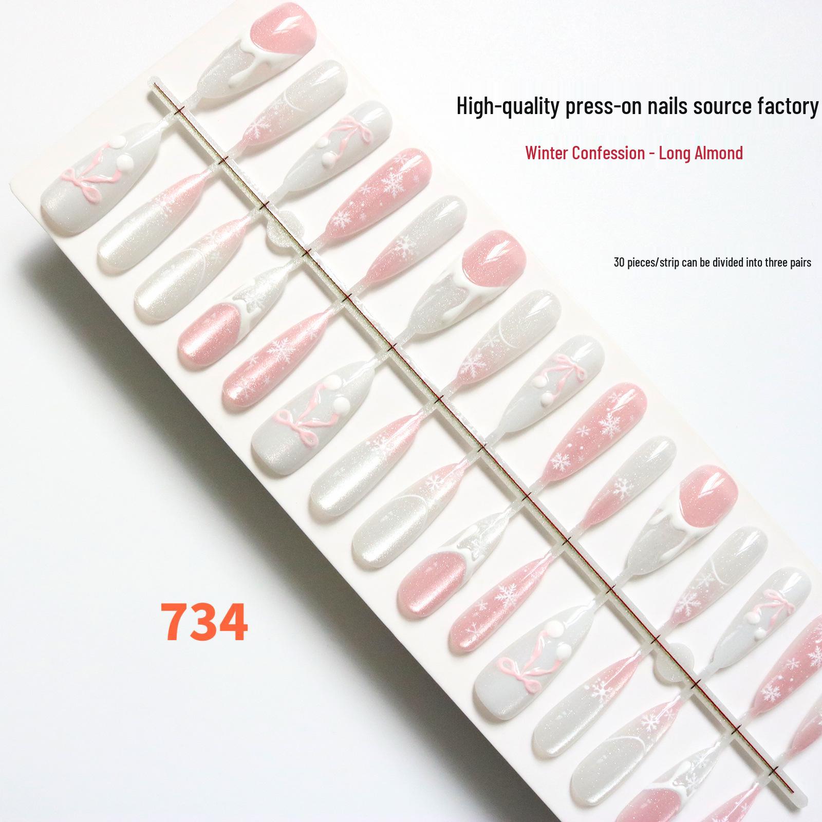 

Christmas Snowflake Wearable Nails: Ice and Snow Nail Tips with High-End Texture and Skin Whitening Manicure Stickers