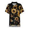 Women's Fashion Loose Casual Short Sleeve Lapel Button Down Shirt Printed T-Shirt Top