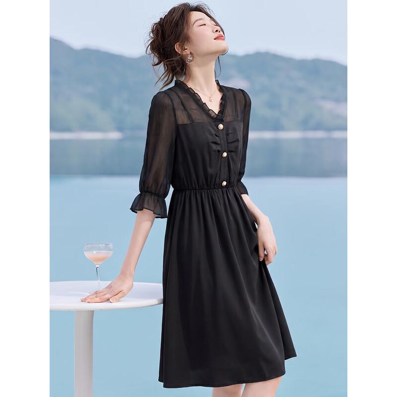 Elegant French Style V-Neck Short Sleeve Midi Dress