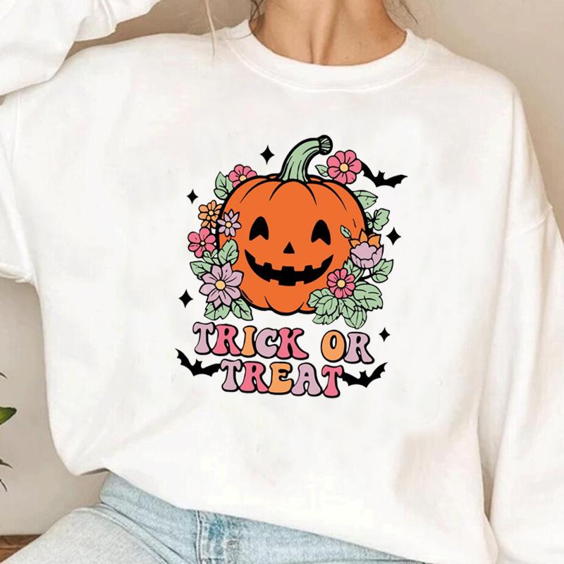 Women's 2025 Fashion Pumpkin Print Round Neck Sweatshirt