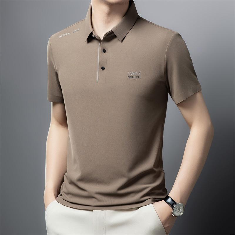 Men's Short-Sleeved T-shirt Polo Shirt Summer Business Casual Men's Clothing Seamless Lapel T-shirt