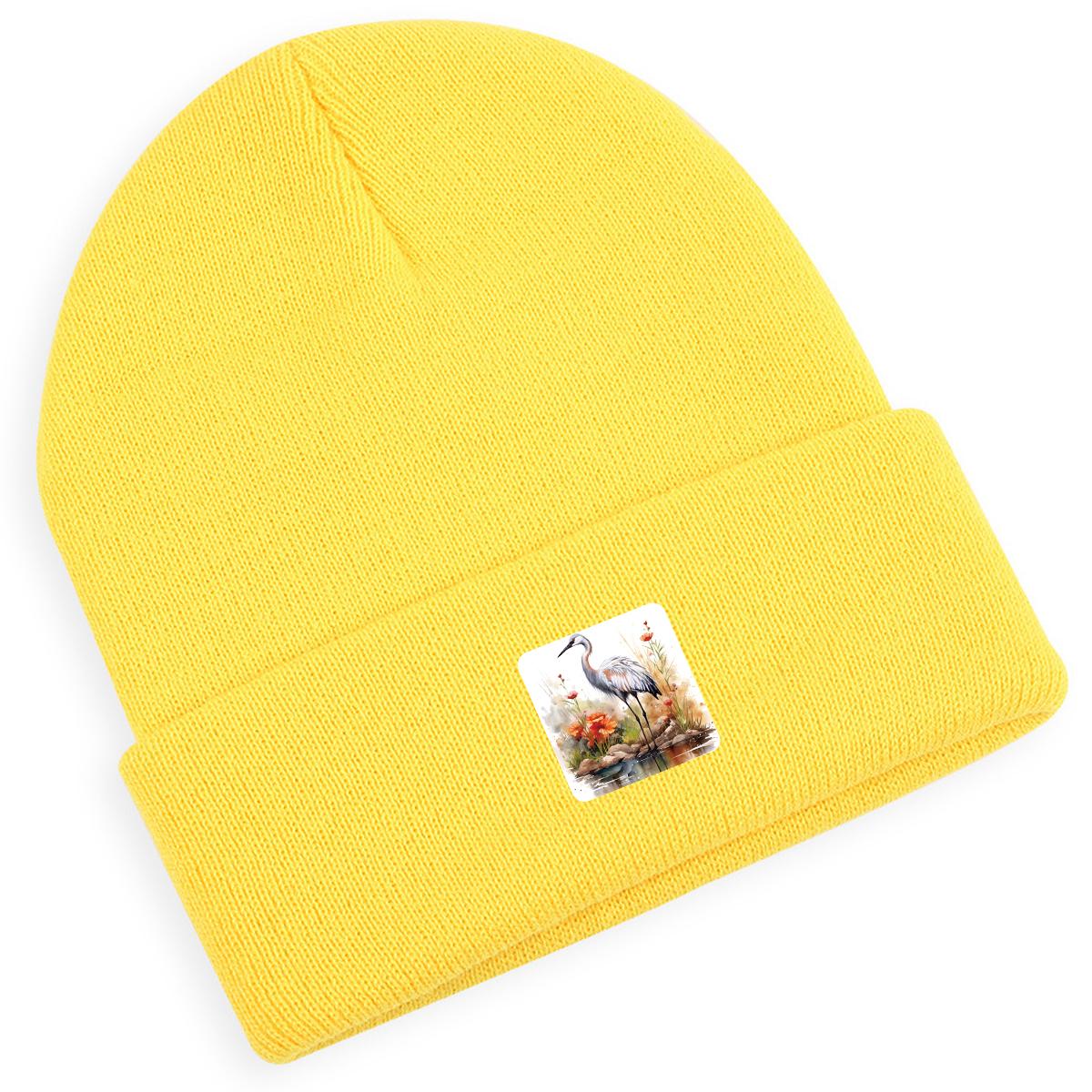 

Шапка бини Crane Rill зимняя вязаная, Лесные животные цветы шапка-череп эластичная осенняя стильная шапка-горошек вязаная шапка бини as the picture жёлтый