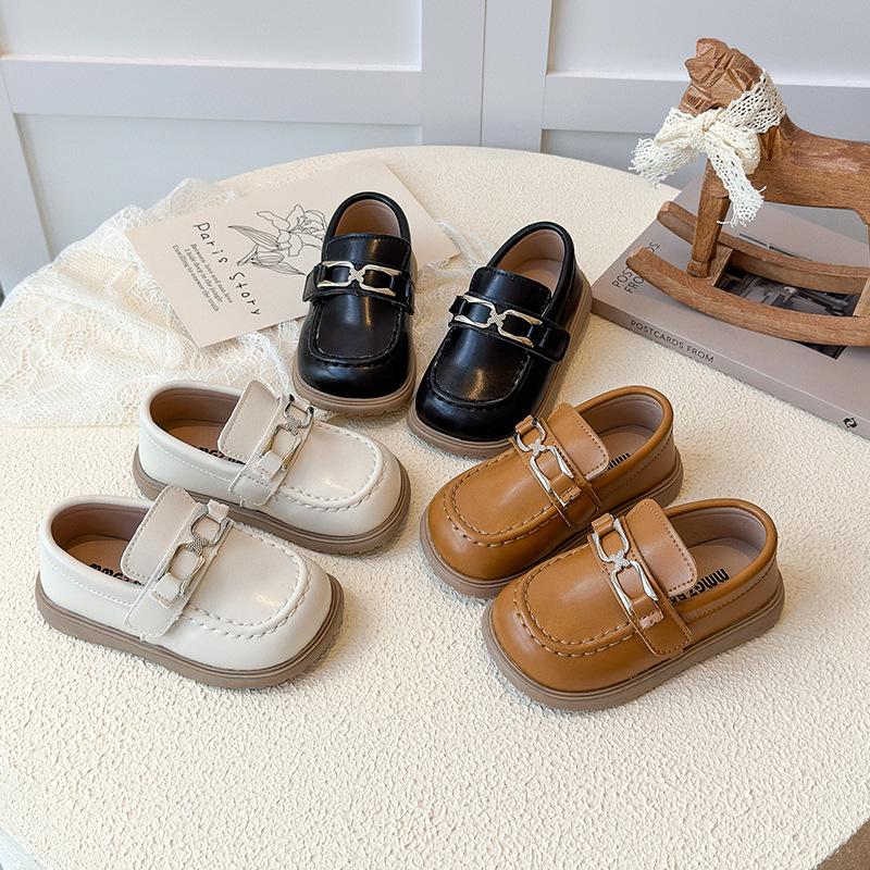 Girls' Velcro Princess Shoes - Soft Sole Leather, 2025 Spring/Autumn Korean Style