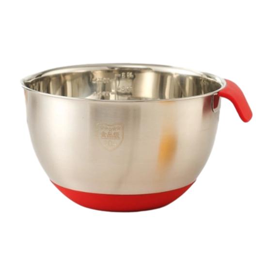 Stainless Steel Mixing Bowl with Handle And Pour Spout Metal Nesting Bowl with Non-Slip Bottoms for Kitchen Mix Cook Bake Prep
