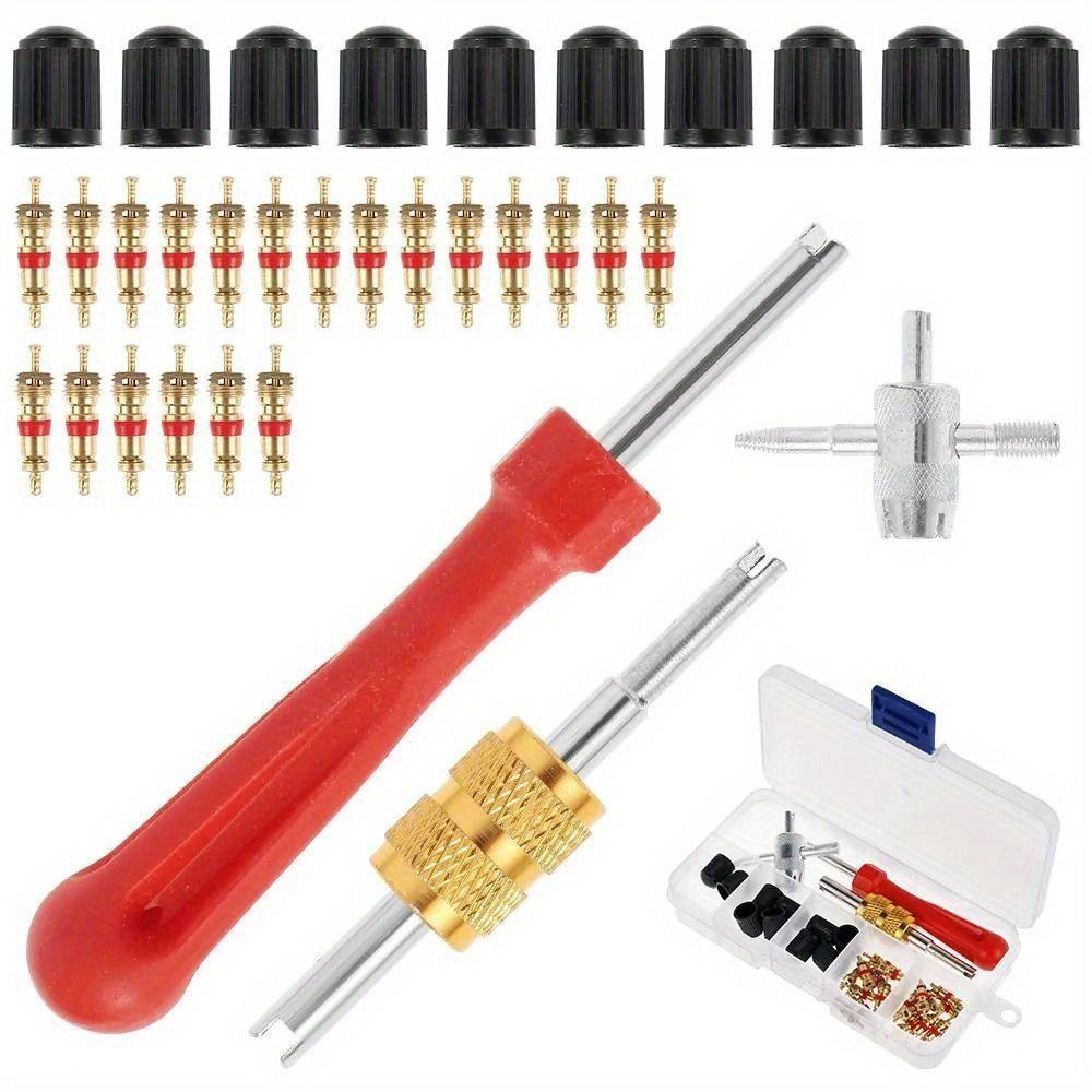 33Pcs Rust-proof Tire Valve Stem Installer Tool Set Multi Function Valve Removal Puller Tool  Cars