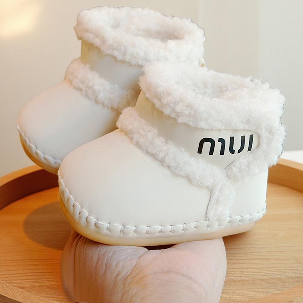 Infant Soft Sole Non-Slip Winter Walking Shoes with Velvet Lining, 0-1 Year
