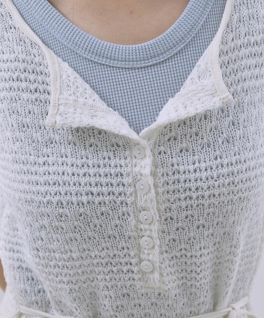 Sayu Crochet Layered Long Dress Ivory