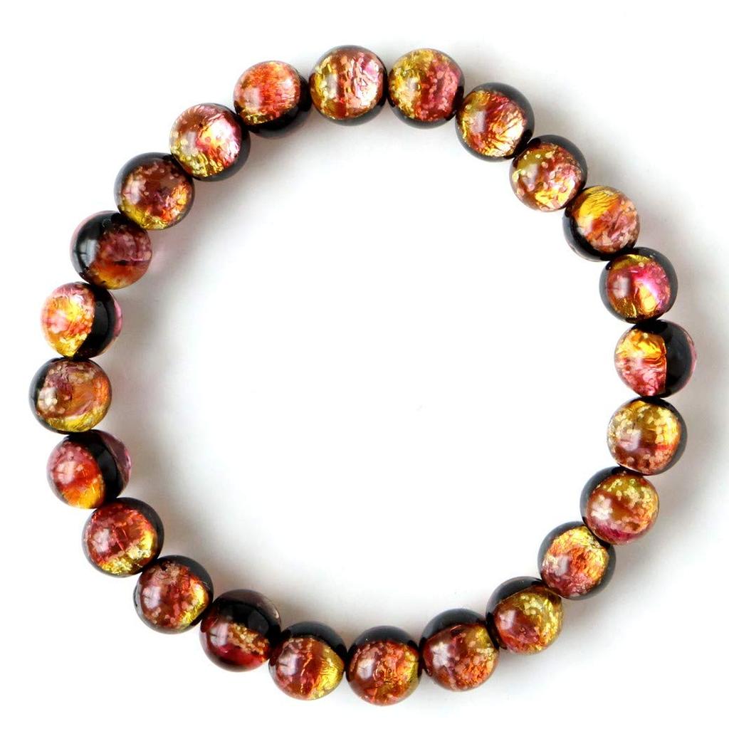 Glow-in-the-dark Kerama Sunset Orange Firefly Glass Bracelet for Men and Women, 8mm, Okinawa, Kerama Islands, Inner Diameter: Approx. 20cm