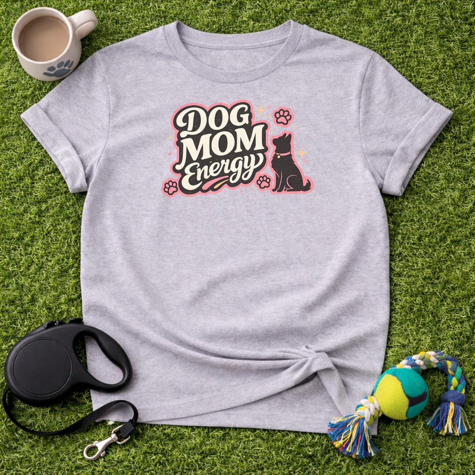Dog Mom Energy T-Shirt, Retro Dog Lover Shirt, Vintage Pet Mama Tee, Cute Puppy Owner Gift, New Dog Parent Apparel L