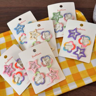 UXSL 4 Stück/Set Niedliche Bunte Stern Blumen Haarspangen BB Clip Für Mädchen Süße Haarnadeln Kind Hübsche Haarspangen Haaraccessoires Neu